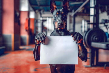 Wall Mural - Doberman dog in the gym