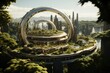 sustainable and futuristic city with lots of vegetation. generative ai