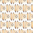 Old paper scroll with David's star. Jewish ceremony pattern illustrated in watercolor.