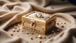 very beautiful stylish and luxurious jewellery box on a linen fabric