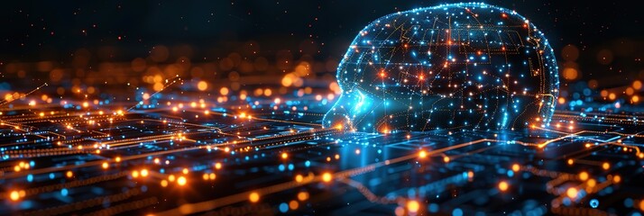 Poster - Info graphic or a concept illustration highlighting the challenges of implementing AI in finance 