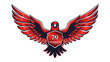 Eagle or garuda illustration with red and white indonesia flag, 79th Indonesian Independence Day concept logo