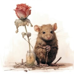Wall Mural - mouse and cheese