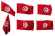 Large pictures of six different positions of the flag of Tunisia