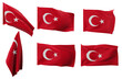 Large pictures of six different positions of the flag of Turkey