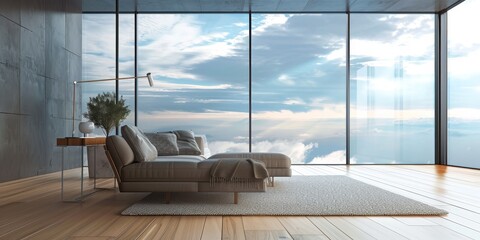 Wall Mural - Sofa in the interior of an apartment on a high floor