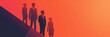 Minimalist of Entrepreneurs Silhouettes in a Corporate Wallpaper Setting with Copy Space