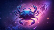 cancer zodiac sign on space background. Generative AI,
