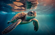 turtles swim in the sea. Generative AI,