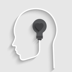 Poster - Human head icon silhouette with bulb as conceptual symbol. innovation and creative idea concepts. Vector illustration design for template design, business, infographic, web, brochure and banner.