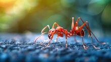 Macro Photo Of Red Ant In The Nature