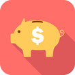 Pig piggy bank, piggy bank icon isolated on red background with shadow. Vector, design illustration. Vector.
