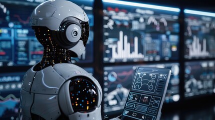 Poster - Futuristic robot with artificial intelligence