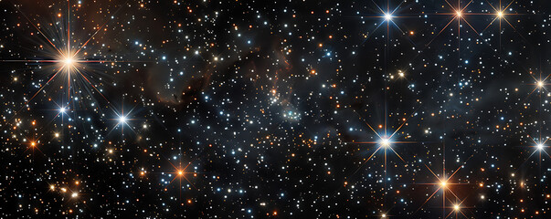 Wall Mural - Outer space sky with Stars. Galaxy universe black background of shiny starfield texture.