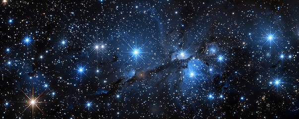 Wall Mural - Outer space sky with Stars. Galaxy universe black background of shiny starfield texture.