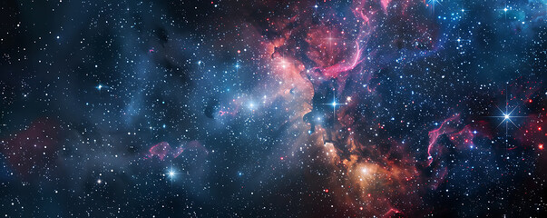 Wall Mural - Outer space sky with Stars. Galaxy universe black background of shiny starfield texture.
