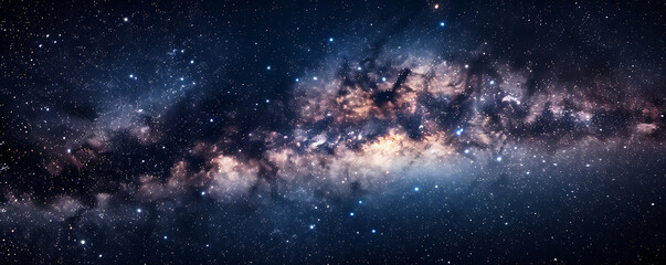 Wall Mural - Outer space sky with Stars. Galaxy universe black background of shiny starfield texture.