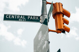 Fototapeta Nowy Jork - Central park sign on the side of the street in Manhattan - New York City.