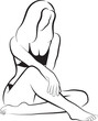 Sketch of Woman In Bikini Massaging Her Leg
