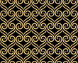 The geometric pattern with wavy lines. Seamless vector background. Golden and black texture. Simple lattice graphic design