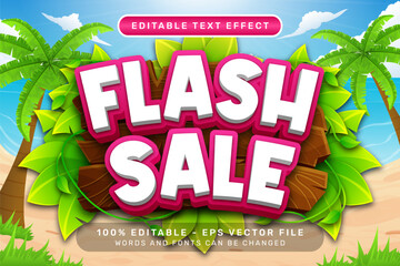 Poster - flash sale 3d text effect and editable text effect with a beach background