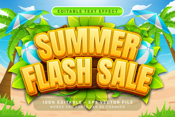 Poster - summer flash sale 3d text effect and editable text effect with a beach background
