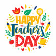 colorful graphics with modern inscription happy teachers day
