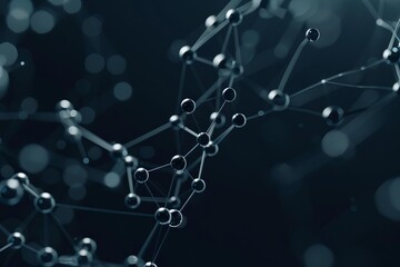 Wall Mural - abstract molecular structure with connected nodes and lines scientific network concept 3d rendering