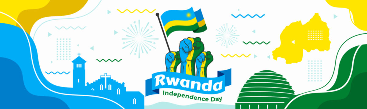 Rwanda national day banner design. Rwanda flag theme graphic art web background