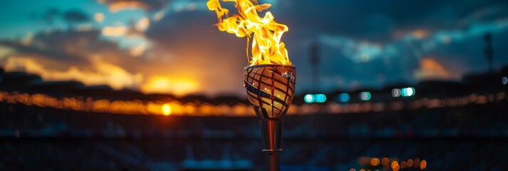 Olympic Flame ceremony Olympic Games panoramic wide view Stadium