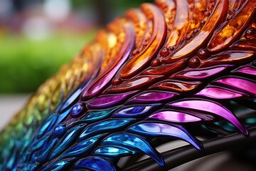 Aufkleber - A detailed view of a vibrant and intricate glass object, displaying a variety of colors and patterns up close