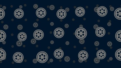 Poster - Optic cable symbols float horizontally from left to right. Parallax fly effect. Floating symbols are located randomly. Seamless looped 4k animation on dark blue background