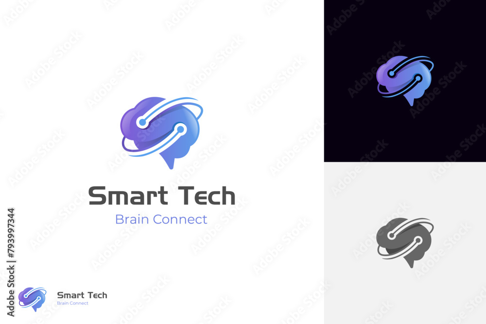Technology Pattern Ith Cpu brain tech logo icon design with creative connect dot symbol. brain ...