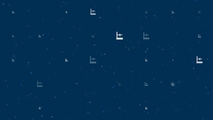 Poster - Template animation of evenly spaced small 3D printer symbols of different sizes and opacity. Animation of transparency and size. Seamless looped 4k animation on dark blue background with stars