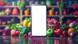 A phone is displaying a list of fruits and vegetables by AI generated image