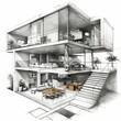 b'Modern house exterior and interior design'