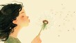 A girl blowing dandelion seeds