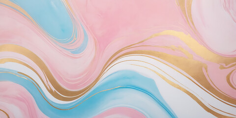 blue pink and golden marble texture abstract background with waves