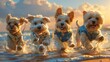 group of dogs playing in the beach Joyous Paws and Salty Sprays A Beach Frolic at Sunset