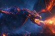 draconic duel colossal dragon unleashing fiery breath amidst chaotic battle at night fantasy concept art