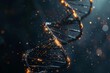 elegant dna helix structure with glowing particles on black background science illustration