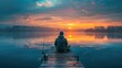 Person Fishing at Sunrise