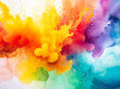 Rainbow colored watercolor splatters pattern for abstract background