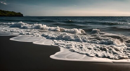 Sticker - Black volcanic sand beach.