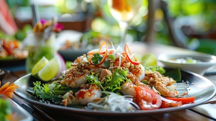 Sticker - Crispy fish salad surrounded by natural beauty