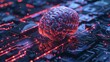 human brain with circuit board texture artificial intelligence and neural networks concept