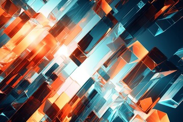 Wall Mural - abstract background with reflective glass shapes