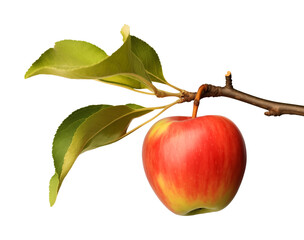 Wall Mural - Apple on Branch Isolated on Transparent Background
