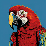 Fototapeta Konie - Macaw parrot art on a clean background. Bird. Animals. Illustration, Generative AI.