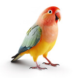 Fototapeta Koty - Image of lovebird on white background. Bird. Animals. Pet. Illustration, Generative AI.